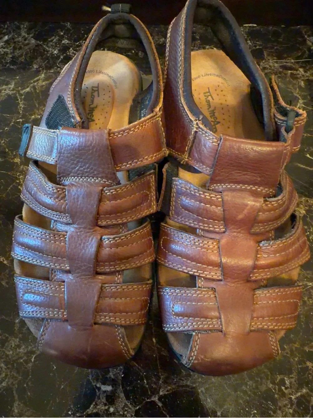 Thom McAn Men’s Brown Leather Fisherman Sandals Comfort Shoes Size 7 M